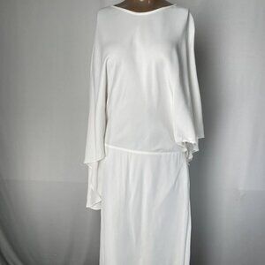 Reiss Women's Maomi Asymmetric Cape Maxi Dress – Size 10 – Ivory